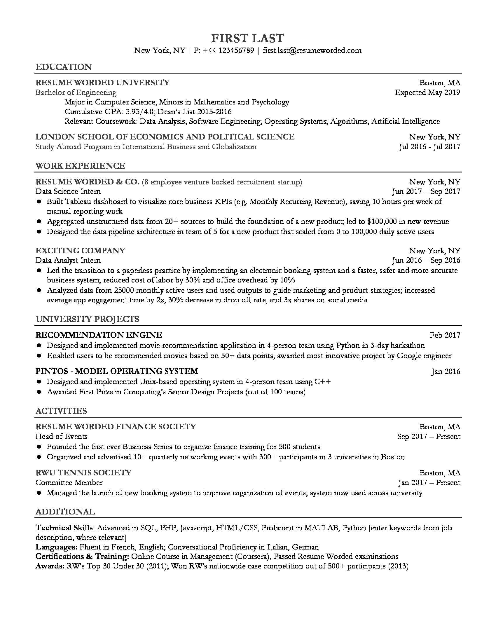 ATS CV Sample 9